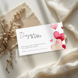 Zoete Rode Harten Baby Shower Luier Raffle Ticket Informatiekaartje