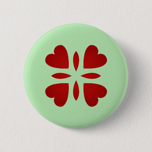 Zoete  rode harten ronde button 5,7 cm (Voorkant)