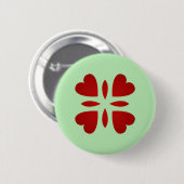 Zoete  rode harten ronde button 5,7 cm (Voorkant /achterkant)