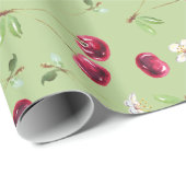 Zoete Rode Kersen Patroon Cadeaupapier (Rol Hoek)
