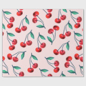 Zoete Rode Kersen Patroon Cadeaupapier (Vlak)
