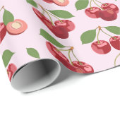 Zoete Rode Kersen Patroon Cadeaupapier (Rol Hoek)