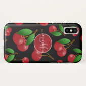 zoete rode kersen patroon monogrammen Case-Mate iPhone case (Achterkant (horizontaal))