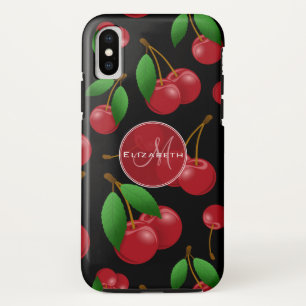 zoete rode kersen patroon monogrammen iPhone x hoesje