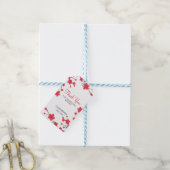 Zoete rode kersenbloesem Sakura Floral Verjaardag Cadeaulabel (Met Touw)