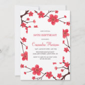 Zoete rode kersenbloesem Sakura Floral Verjaardag Kaart (Voorkant)