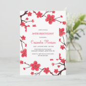 Zoete rode kersenbloesem Sakura Floral Verjaardag Kaart (Staand voorkant)