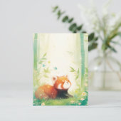 Zoete Rode Panda in Bamboebos Briefkaart (Staand voorkant)
