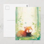 Zoete Rode Panda in Bamboebos Briefkaart (Voorkant / Achterkant)
