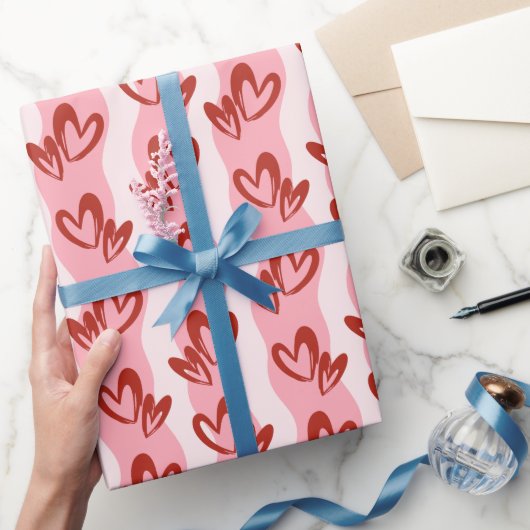 Zoete Rode & Roze Harten Inpakpapier Rol (Geschenken)