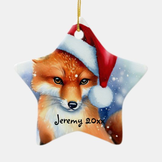 Zoete rode vos in sneeuw keramisch ornament (Voorkant)