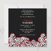 Zoete rode zebra harten Sweet 16 Feestuitnodiging Kaart (Achterkant)