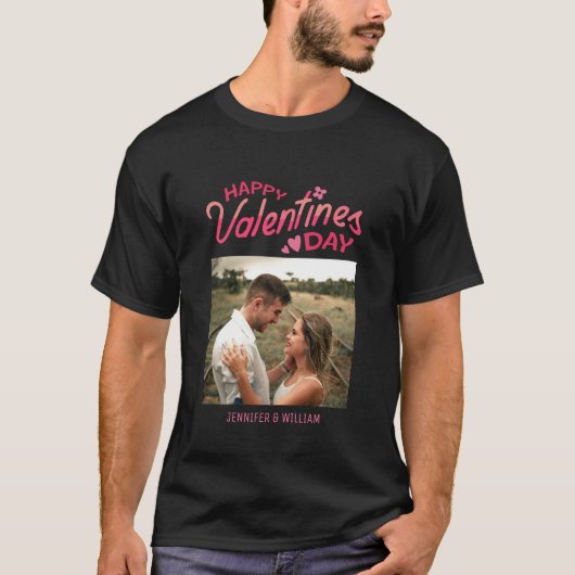 Zoete Romance roze bont foto Valentijnsdag T-shirt (Voorkant)