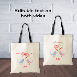 Zoete romantische liefdesvogels met harten tote ba bag
