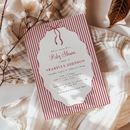 Zoete rood gestreepte strik baby shower kaart