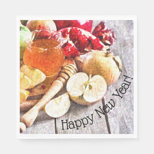 Zoete Rosh Hashanah met rustieke appels en honing Servet (Voorkant)