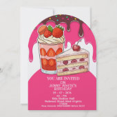 Zoete Roze Aardbei Cake Thema kinderen Kaart (Voorkant)