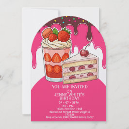 Zoete Roze Aardbei Cake Thema kinderen Kaart