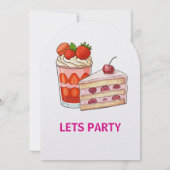 Zoete Roze Aardbei Cake Thema kinderen Kaart (Achterkant)