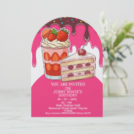 Zoete Roze Aardbei Cake Thema kinderen Kaart