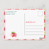 Zoete Roze Aardbei Cute 1e Verjaardagsfeestje Briefkaart (Achterkant)