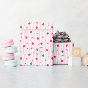 Zoete Roze Aardbei Patronen Inpakpapier Rol
