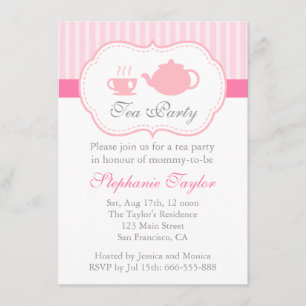 Zoete Roze Baby Shower, Theepartij voor de Aankome Kaart