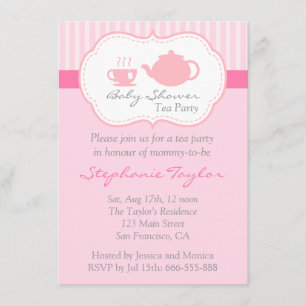Zoete Roze Baby Shower, Theepartij voor de Aankome Kaart