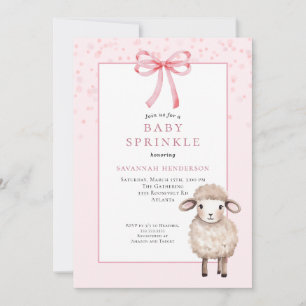 Zoete Roze Baby Sprinkle met Strik & Knuffel Lam Kaart