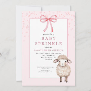 Zoete Roze Baby Sprinkle met Strik & Knuffel Lam  Kaart