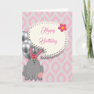 Zoete roze ballonnen, zoete verjaardag kaart