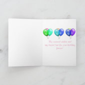 Zoete roze ballonnen, zoete verjaardag kaart (Binnen)