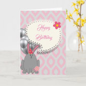 Zoete roze ballonnen, zoete verjaardag kaart (Gele Bloem)