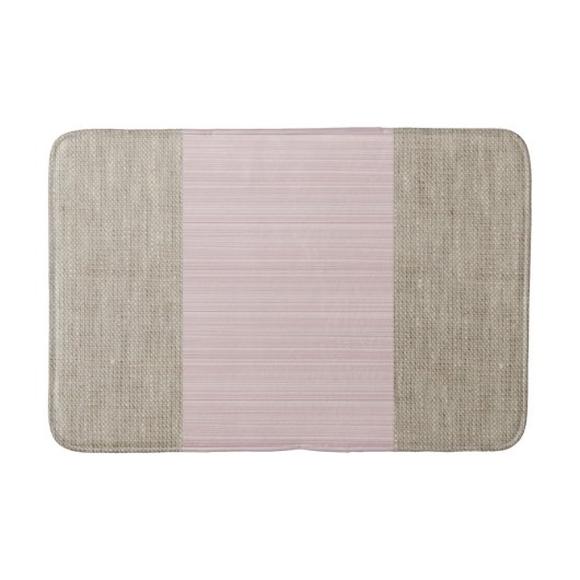 Zoete roze beige horizontale strepen jute mat (Voorkant)