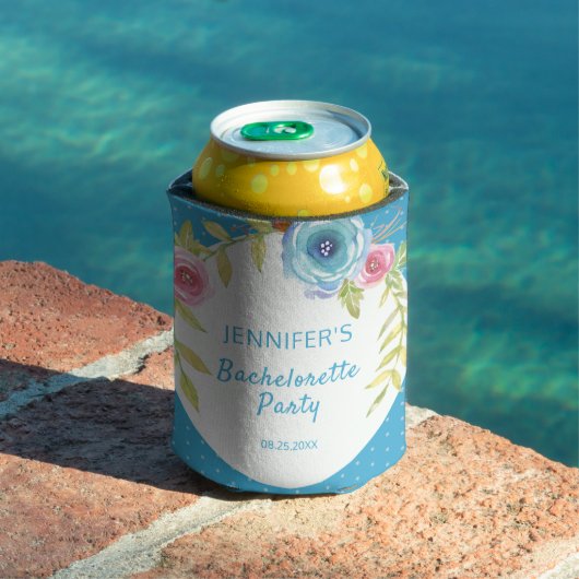 Zoete Roze Blauwe Boho Bloemige Bachelorette-feest Blikjeskoeler (Insitu Zwembad)