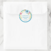 Zoete Roze Blauwe Boho Bloemige Meisjesuitgang Ronde Sticker (Tas)