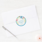 Zoete Roze Blauwe Boho Bloemige Meisjesuitgang Ronde Sticker (Envelop)