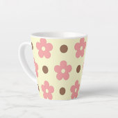 Zoete Roze Bloem en Bruine Stip Retro Latte Mok (Linkerhoek)
