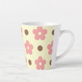 Zoete Roze Bloem en Bruine Stip Retro Latte Mok (Rechts)