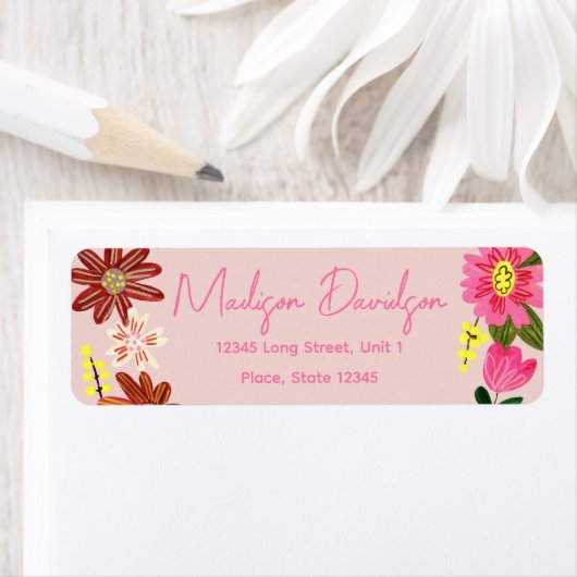 Zoete Roze Bloemen Bloemlabel Etiket (Insitu)