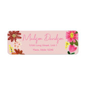 Zoete Roze Bloemen Bloemlabel Etiket (Voorkant)