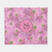 Zoete roze bloemen met aangepast monogram fleece deken (Voorkant (Horizontaal))