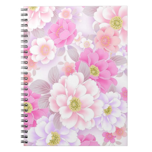 Zoete roze bloemen notitieboek (Voorkant)