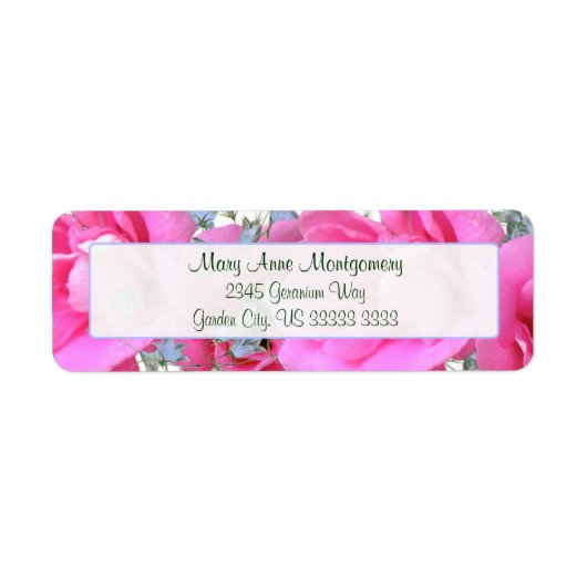 Zoete roze bloemen retourneren adreslabels etiket (Voorkant)