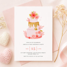 Zoete Roze Bloemige Cake Meisje Verjaardag