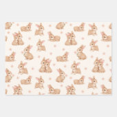 Zoete Roze Bloemige Konijn Pattern Inpakpapier Vel (Voorkant)