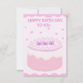 Zoete roze cake verjaardag kaart (Voorkant)