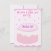 Zoete roze cake verjaardag kaart (Achterkant)