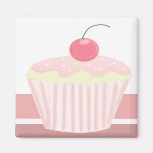 Zoete Roze Cupcake Magneet (Voorkant)