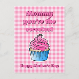 Zoete Roze Cupcake Moederdag Postcard Feestdagenkaart